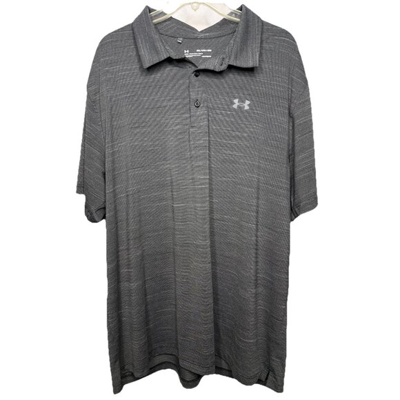 Under Armour HeatGear Polo Shirt Men 2XL Gray Loose Fit Performance Golf Logo - Picture 1 of 6